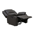 Chris 38 Inch Manual Recliner Chair- Solid Wood- Black Faux Leather