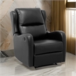 Kim 38 Inch Manual Recliner Chair- Cushioned Black Faux Leather- Solid Wood