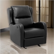 Kim 39 Inch Glider Manual Recliner Chair- Black Faux Leather- Solid Wood