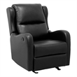 Kim 39 Inch Glider Manual Recliner Chair- Black Faux Leather- Solid Wood