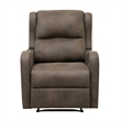 Kim 38 Inch Manual Recliner Chair- Cushioned Brown Microfiber- Solid Wood
