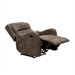 Kim 38 Inch Manual Recliner Chair- Cushioned Brown Microfiber- Solid Wood