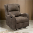 Kim 38 Inch Manual Recliner Chair- Cushioned Brown Microfiber- Solid Wood