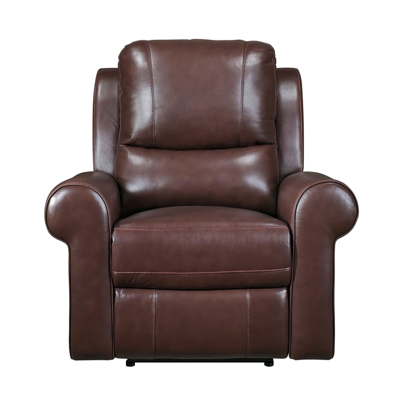 Michael 39 Inch Power Recliner Chair- USB Port- Brown Top Grain Leather