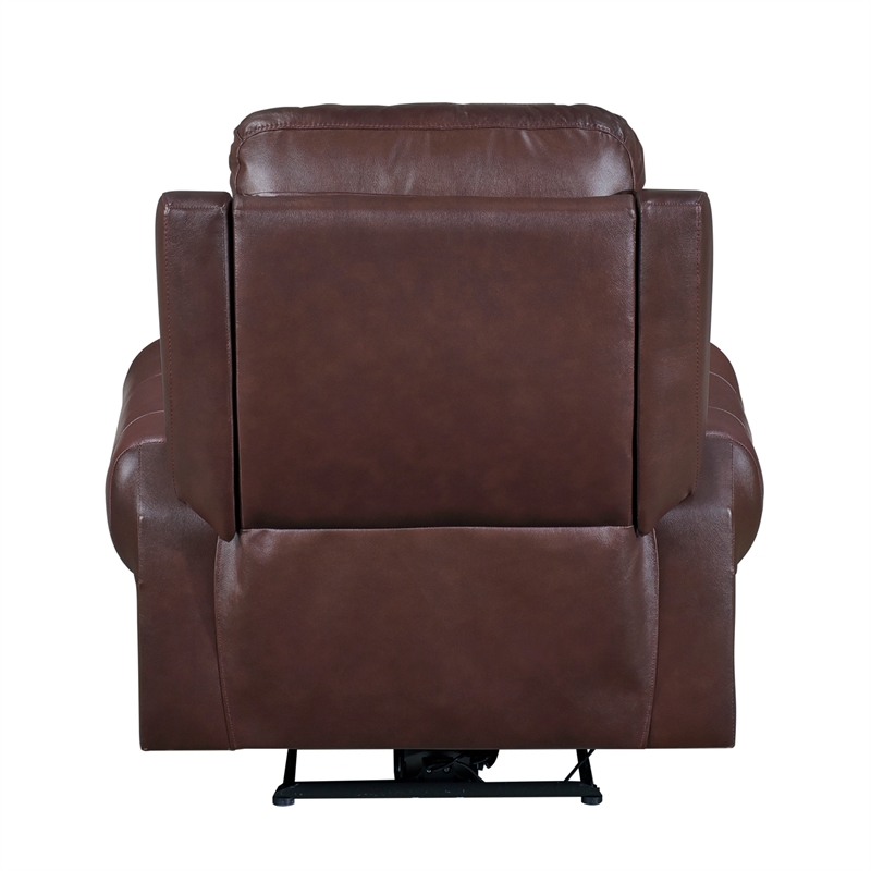 Michael 39 Inch Power Recliner Chair- USB Port- Brown Top Grain Leather