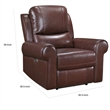 Michael 39 Inch Power Recliner Chair- USB Port- Brown Top Grain Leather