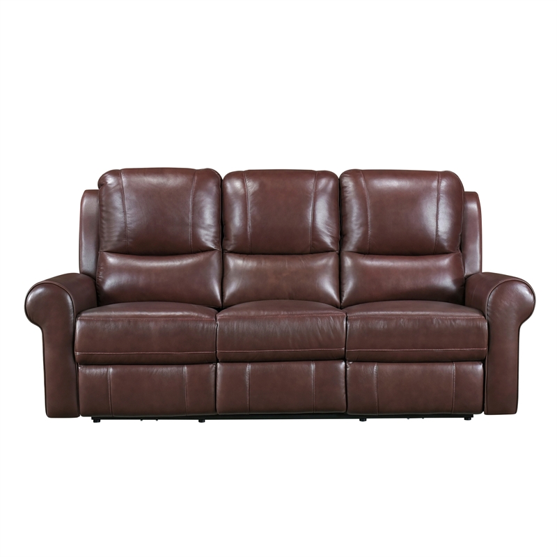 Michael 82 Inch Power Dual Recliner Sofa- USB- Brown Top Grain Leather
