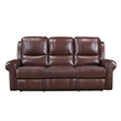 Michael 82 Inch Power Dual Recliner Sofa- USB- Brown Top Grain Leather