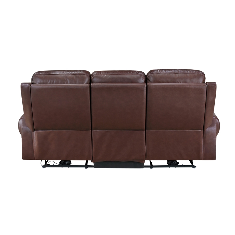 Michael 82 Inch Power Dual Recliner Sofa- USB- Brown Top Grain Leather