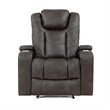 Mia 40 Inch Power Recliner Chair- Gray Faux Leather- LED- USB- Cupholders