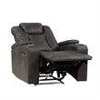 Mia 40 Inch Power Recliner Chair- Gray Faux Leather- LED- USB- Cupholders