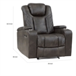 Mia 40 Inch Power Recliner Chair- Gray Faux Leather- LED- USB- Cupholders