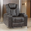 Mia 40 Inch Power Recliner Chair- Gray Faux Leather- LED- USB- Cupholders