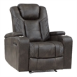 Mia 40 Inch Power Recliner Chair- Gray Faux Leather- LED- USB- Cupholders