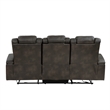 Mia 83 Inch Power Double Recliner Sofa- Gray Faux Leather- USB- Drop Table