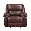 Jack 43 Inch Manual Recliner Chair- Plush Brown Top Grain and Faux Leather
