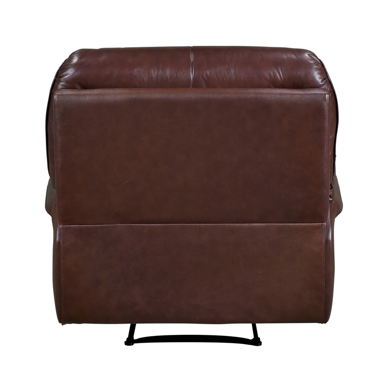 Jack 43 Inch Manual Recliner Chair- Plush Brown Top Grain and Faux Leather