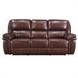 Jack 87 Inch Manual Recliner Sofa- Brown Top Grain and Faux Leather- Wood