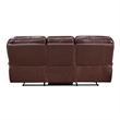 Jack 87 Inch Manual Recliner Sofa- Brown Top Grain and Faux Leather- Wood