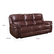 Jack 87 Inch Manual Recliner Sofa- Brown Top Grain and Faux Leather- Wood