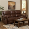 Jack 87 Inch Manual Recliner Sofa- Brown Top Grain and Faux Leather- Wood
