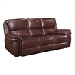 Jack 87 Inch Manual Recliner Sofa- Brown Top Grain and Faux Leather- Wood