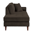 Jim 75 Inch Chaise Lounger- Brown Velvet- 2 Accent Pillows- Solid Wood