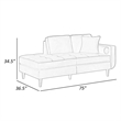 Jim 75 Inch Chaise Lounger- Brown Velvet- 2 Accent Pillows- Solid Wood
