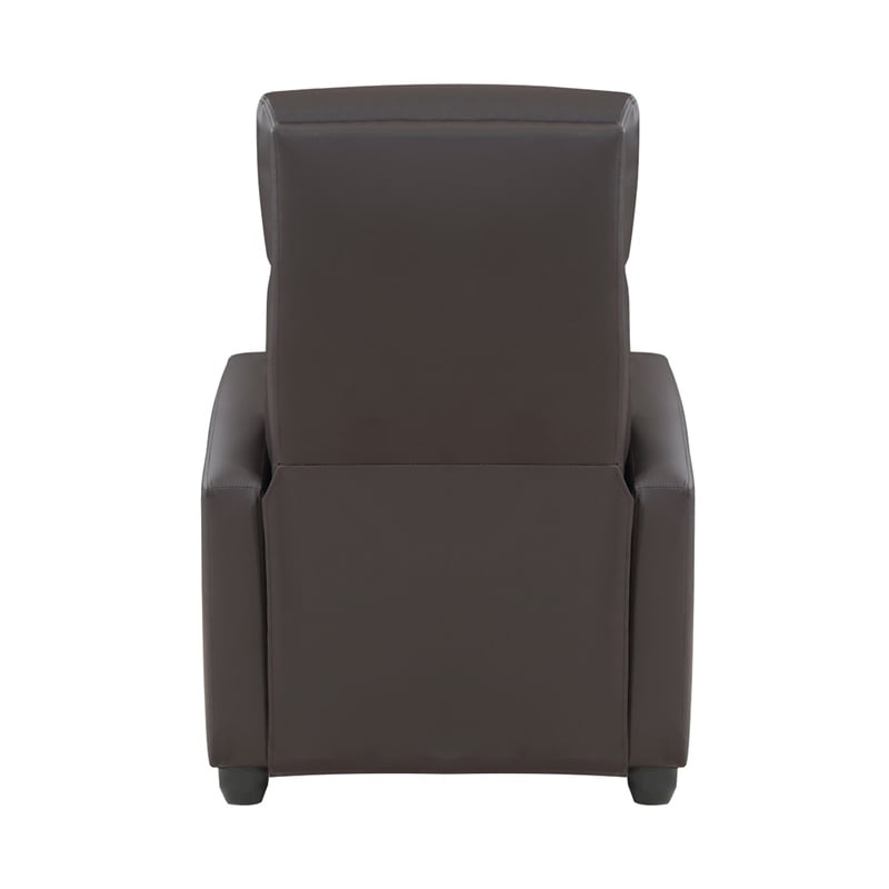 Jiana 35 Inch Push Back Recliner Chair- Brown Faux Leather- Solid Wood