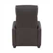 Jiana 35 Inch Push Back Recliner Chair- Brown Faux Leather- Solid Wood