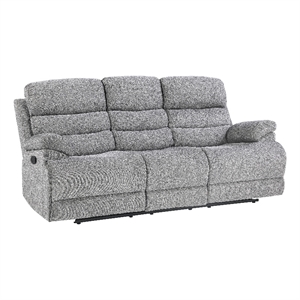 Leena 84 Inch Manual Double Recliner Sofa- Gray Chenille- Solid Wood