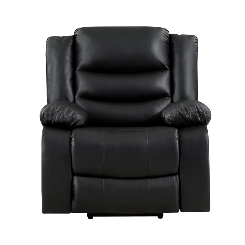 Carry 39 Inch Power Lift Recliner Chair- Black Faux Leather- Solid Wood