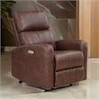 Eva 38 Inch Power Lift Recliner Chair- Brown Faux Leather- Solid Wood