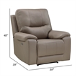Perry 39 Inch Power Recliner Chair- USB- Solid Wood- Taupe Gray Microfiber