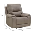 Perry 39 Inch Power Recliner Chair- USB- Solid Wood- Taupe Gray Microfiber