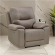 Perry 39 Inch Power Recliner Chair- USB- Solid Wood- Taupe Gray Microfiber