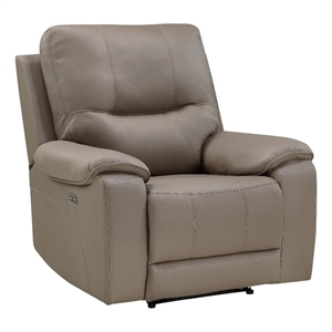 Perry 39 Inch Power Recliner Chair- USB- Solid Wood- Taupe Gray Microfiber