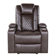Alan 40 Inch Power Recliner Chair- Brown Faux Leather- USB- Cupholders