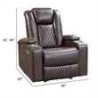 Alan 40 Inch Power Recliner Chair- Brown Faux Leather- USB- Cupholders