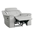 Dara 39 Inch Lay Flat Manual Recliner Chair- Soft Light Gray Faux Leather