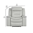 Dara 39 Inch Lay Flat Manual Recliner Chair- Soft Light Gray Faux Leather