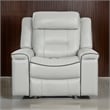 Dara 39 Inch Lay Flat Manual Recliner Chair- Soft Light Gray Faux Leather