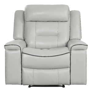 Dara 39 Inch Lay Flat Manual Recliner Chair- Soft Light Gray Faux Leather