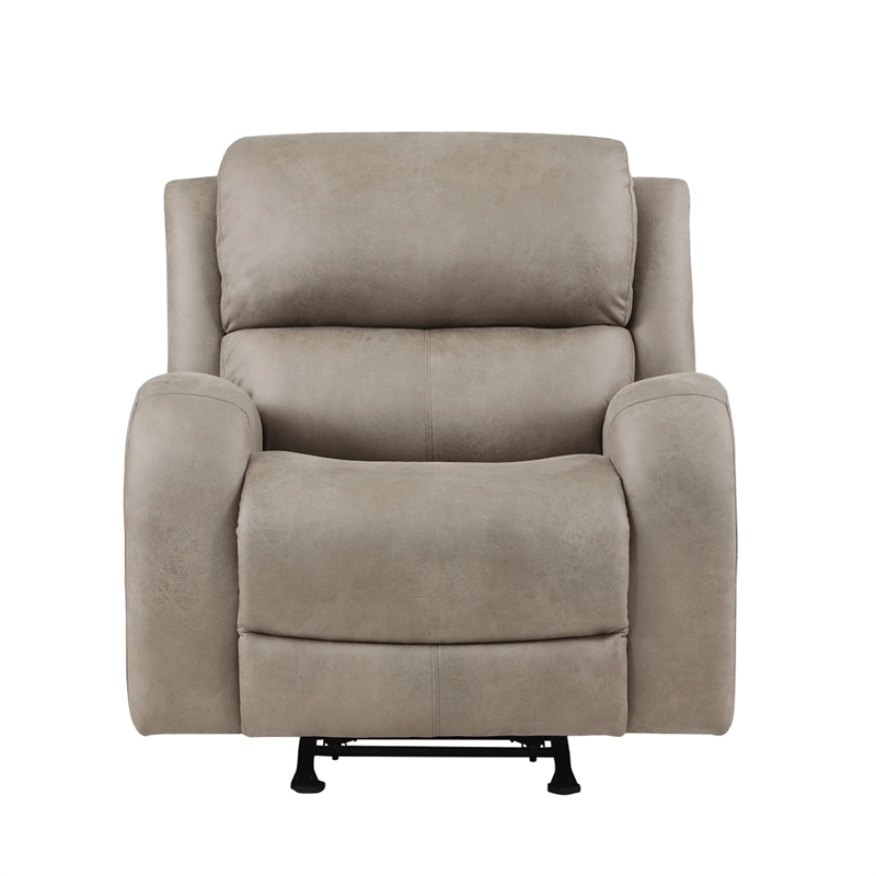 Patsy 38 Inch Manual Recliner Rocker Chair- Brown Microfiber- Tufted Back
