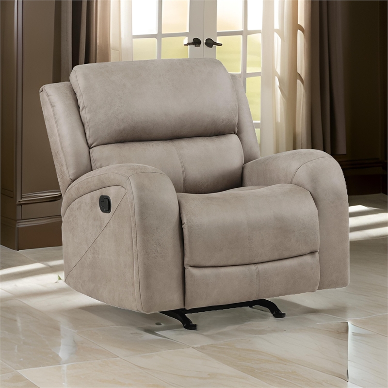 Patsy 38 Inch Manual Recliner Rocker Chair- Brown Microfiber- Tufted Back