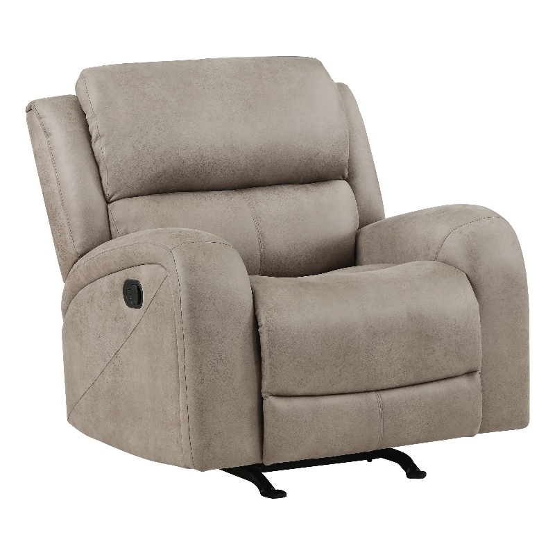 Patsy 38 Inch Manual Recliner Rocker Chair- Brown Microfiber- Tufted Back