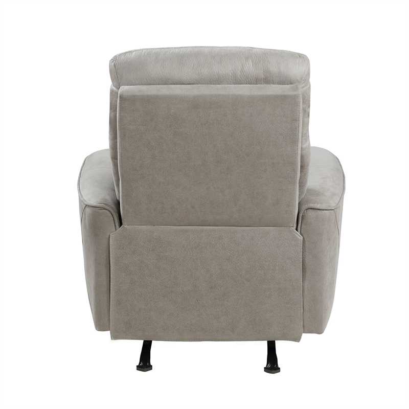 Ray 39 Inch Manual Rocker Recliner Chair- Gray Tufted Back Microfiber