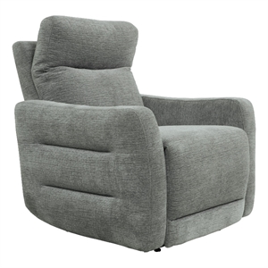 Eddie 38 Inch Power Lay Flat Recliner Chair- Gray Chenille- Power Headrest