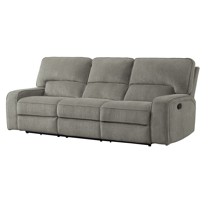Neo 99 Inch Manual Double Recliner Sofa- 3 Seater Soft Gray Chenille Fabric
