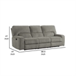 Neo 99 Inch Manual Double Recliner Sofa- 3 Seater Soft Gray Chenille Fabric